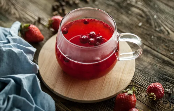 Picture berries, strawberry, Cup, drink, cranberries