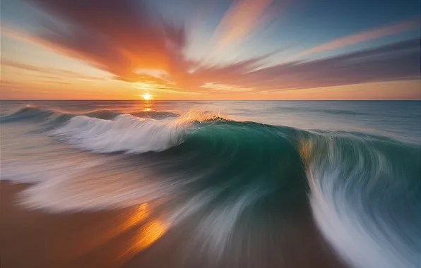 Sea, wave, beach, landscape, surf