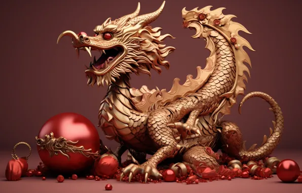 Picture figures, the year of the dragon, symbol of the year, AI art, mouth, dragon egg, …