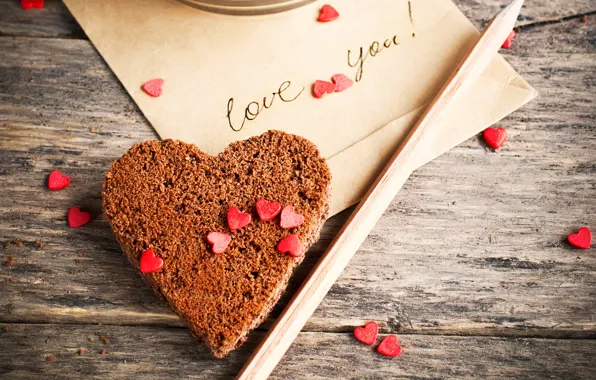 Picture the inscription, heart, cookies, hearts, pencil, love you