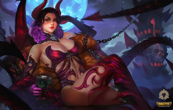Chest, girl, the demon, vampire, assassin, succubus, moba, Smite