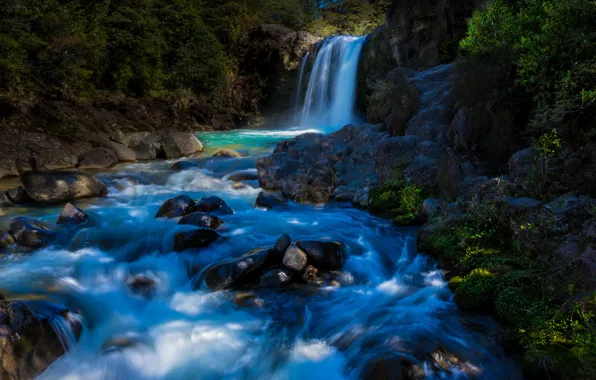 River, waterfall, New Zealand, New Zealand, Tawhai Falls, Tongariro National Park, Tongariro national Park