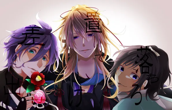 Art, guys, trio, Touken Ranbu, Dance of swords