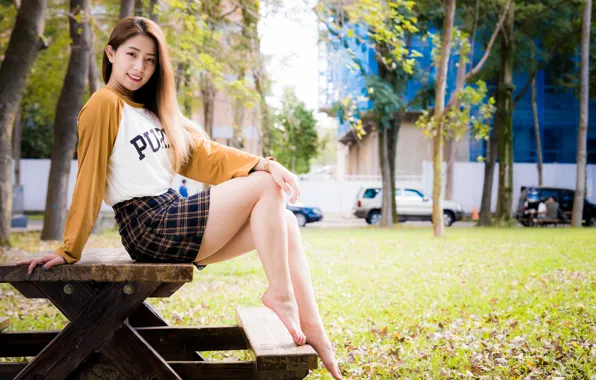 Girl, legs, Asian, sitting