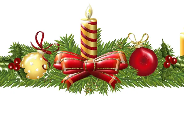 Balls, tree, candles, Christmas, New year, New Year, 2020