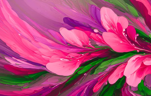 Bright, abstraction, green, pink, green, abstract, art, pink