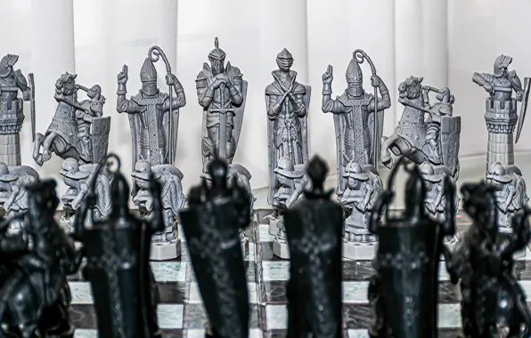 Horses, men, chess, riders, the Templars, knights, figures, Queen