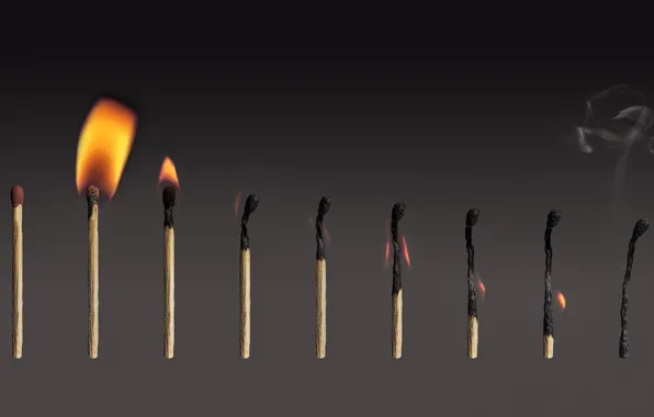 Fire, smoke, matches
