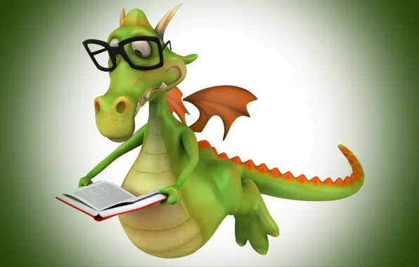 Picture fantasy, dragon, minimalism, glasses, book