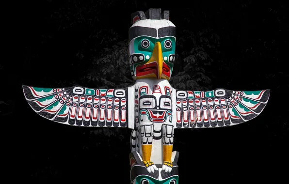 Picture background, bird, post, totem