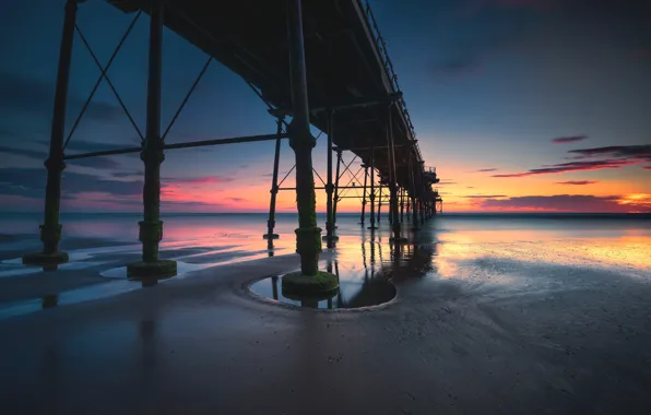 Sea, England, the evening, tide, pierce, glow