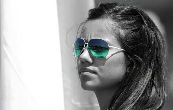 White, colorful sunglasses, Black