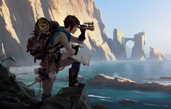 Rocks, coast, binoculars, Legends of Runeterra