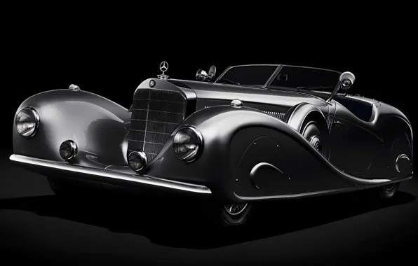 Picture retro, Roadster, Mercedes-Benz, Mercedes, twilight, by Erdmann &Rossi, 1936, 500K