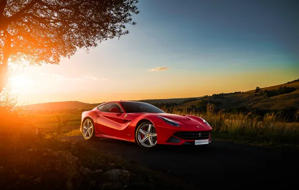 Picture Ferrari, Red, Sky, Front, Sunset, Africa, South, Supercar