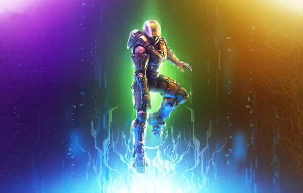 Background, color, warrior, helmet, Halo, armor