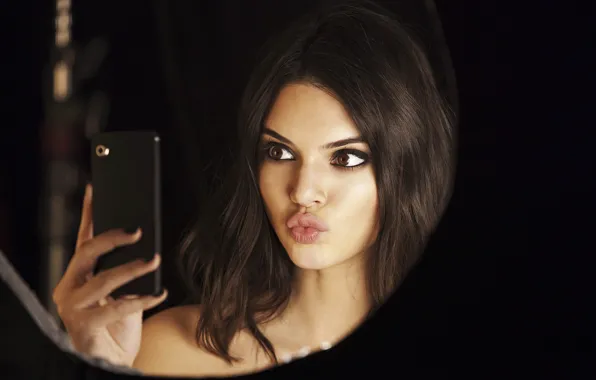 Picture look, girl, face, photo, model, mirror, brunette, phone