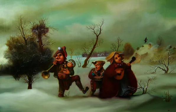 Picture musicians, Surrealism, Lazarev I. A, Winter music