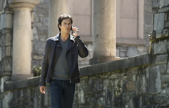 Picture jacket, phone, male, The vampire diaries, Ian Somerhalder, Ian Somerhalder, Vampire Diaries