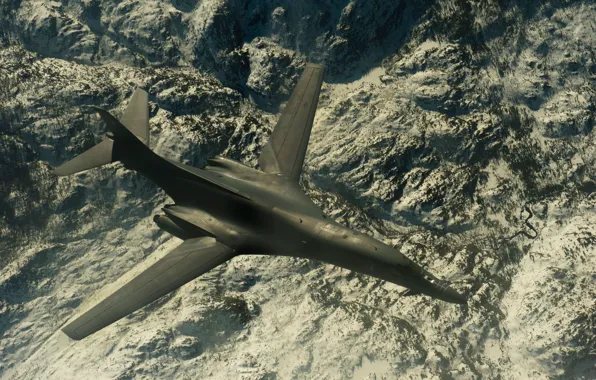 Flight, landscape, Lancer, bomber, B-1B, strategic, supersonic