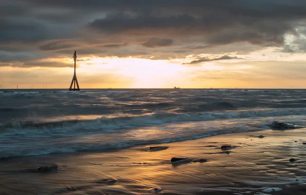 Sea, landscape, sunset