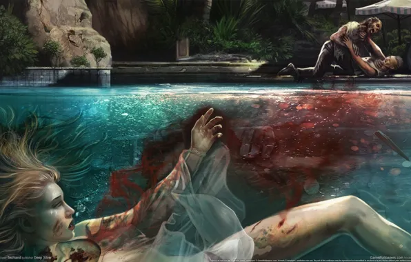 Water, blood, pool, the corpse, Dead Island