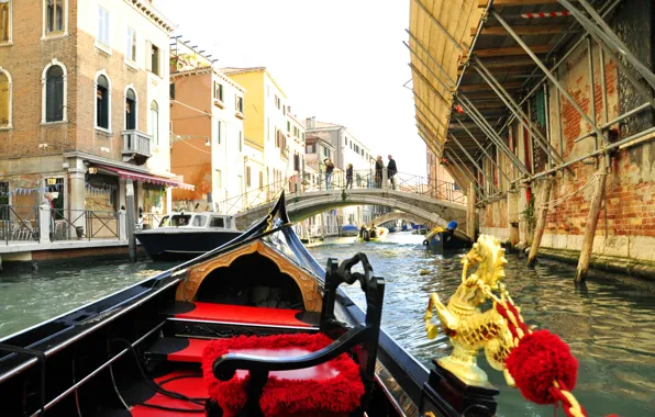 The city, Italy, Venice, channel, gondola