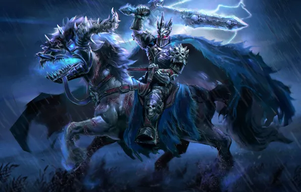 Horse, Armor, Horse, Warrior, Zipper, Fantasy, Art, Lightning