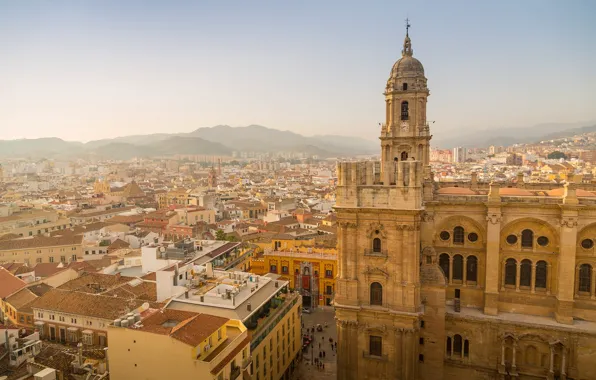Home, panorama, Cathedral, Spain, Malaga