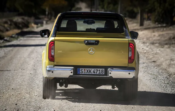 Yellow, Mercedes-Benz, dust, body, rear view, pickup, primer, 2017