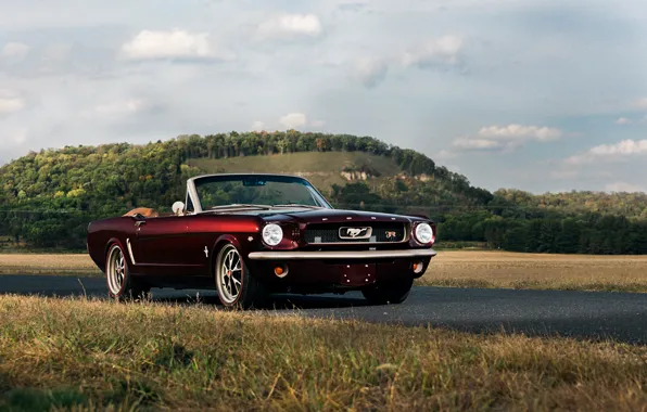 Picture car, Mustang, Ford, burgundy, Ringbrothers, 1965 Ford Mustang Convertible, Ford Mustang Uncaged