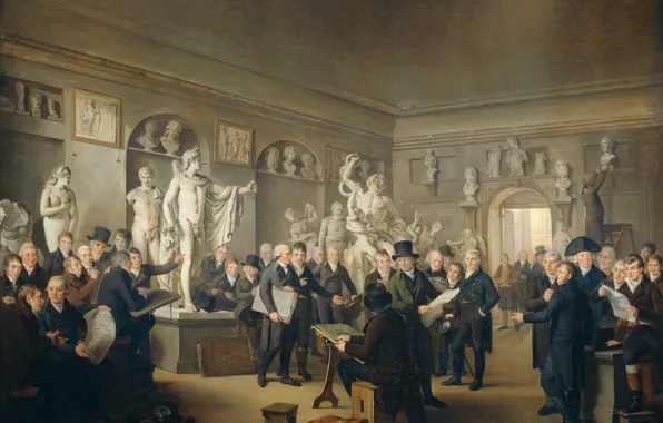 Oil, picture, canvas, genre, Adriaan de Lelie, Sculpture Gallery in Amsterdam, Adrian De Leli
