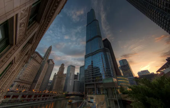 Picture the city, skyscrapers, Chicago, Illinois, USА