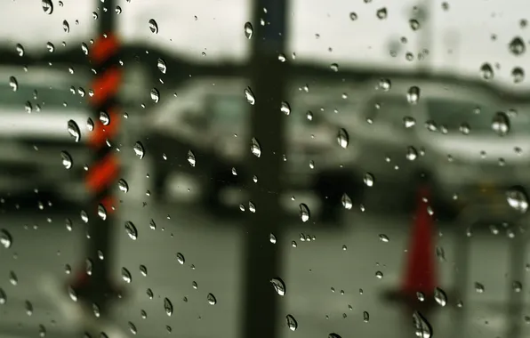 Picture glass, transparency, drops, nebula, rain, blur