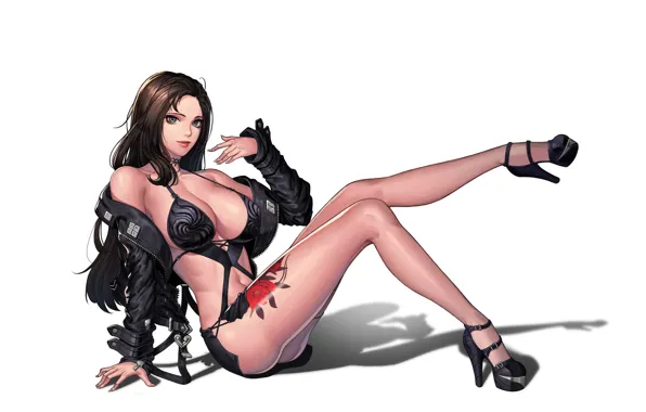 Picture girl, sexy, art, white background, lies