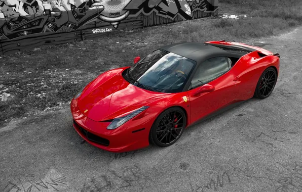 Red, reflection, red, ferrari, Ferrari, side view, Italy, 458 italia