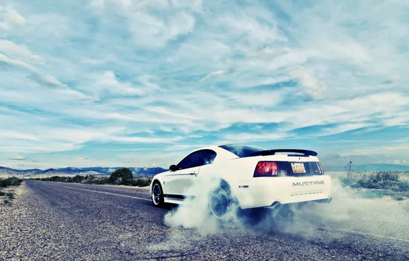 Picture coupe, Mustang, road, ford mustang, burnout, rechange