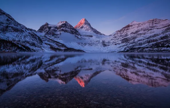 Winter, snow, mountains, nature, lake