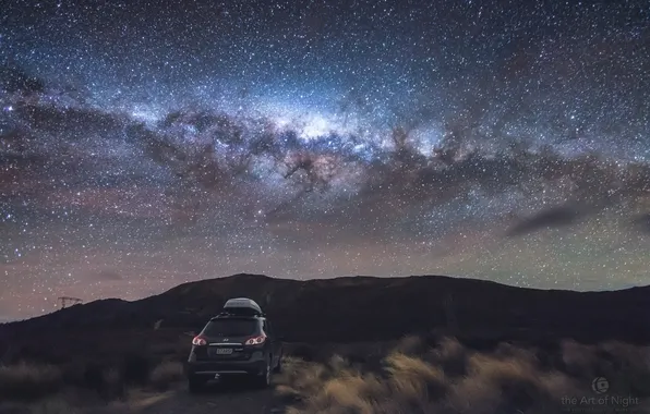 The sky, grass, night, beauty, stars, car, photographer, Mark Gee