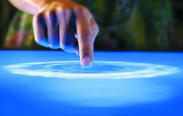 Picture blue, table, finger, Microsoft, Surface