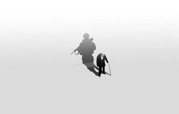 Shadow, minimalism, soldiers, veteran, the old man