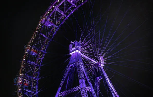 Night, heavy metal, Vienna, ferris whell, Ferris wheel