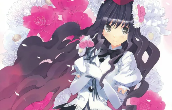 Wallpaper flowers, bouquet, gloves, touhou, art, ueda ryou, aya ...