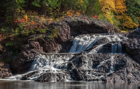 Picture autumn, cascade, Michigan, Great Conglomerate Falls