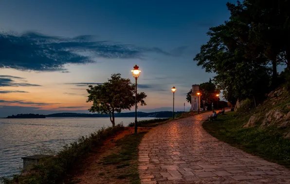 Picture light, sea, evening