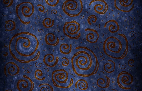 Picture blue, abstraction, brown, spiral