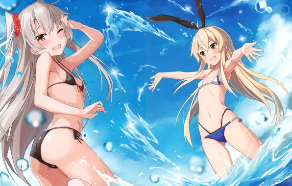 Picture sea, girl, kantai collection, takanashi kei (hitsujikan)