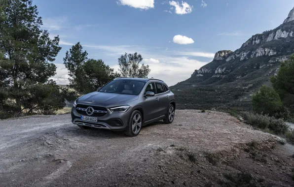 Picture mountains, grey, rocks, Mercedes-Benz, GLA, 4MATIC, 2020, Worldwide