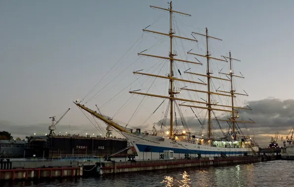 Promenade, Sailboat, Neva, Sailboat "Mir" in St. Petersburg