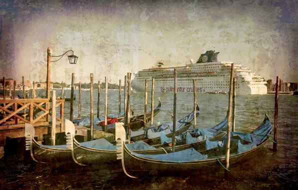 Picture city, the city, Italy, Venice, channel, vintage, Italy, gondola